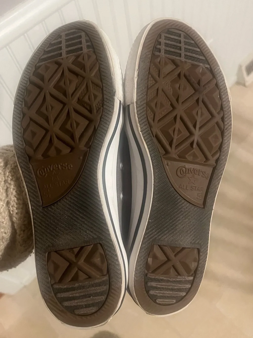 Converse Men’s High Top Sneakers in Gray and White - Picture 2 of 2